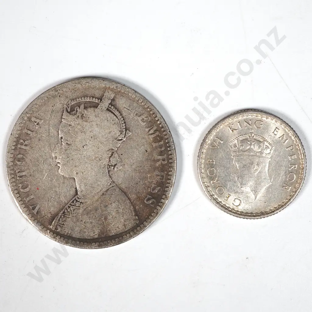 1877 India One Rupee & 1939 Quarter Rupee  Image 1++