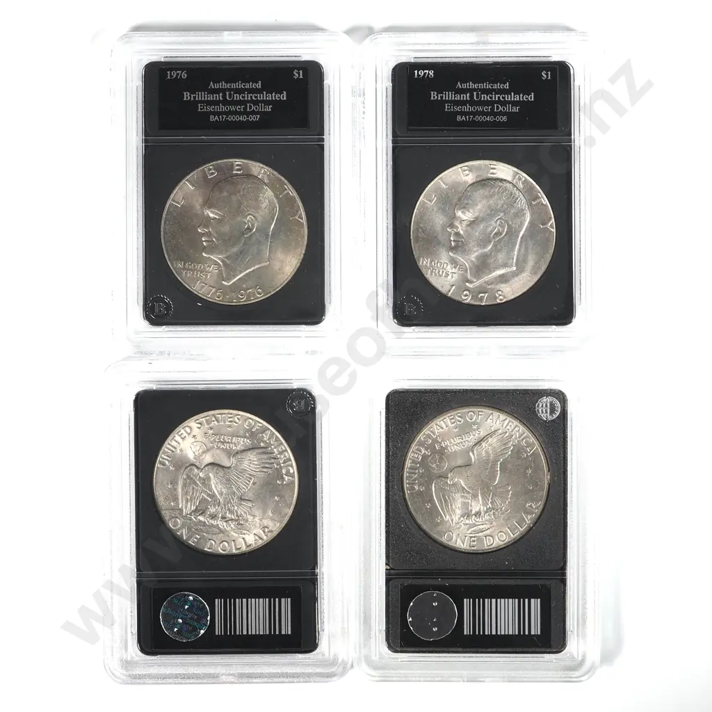 Four Slabbed Eisenhower Dollar Coins - 1971/74/76/78 Image 1++