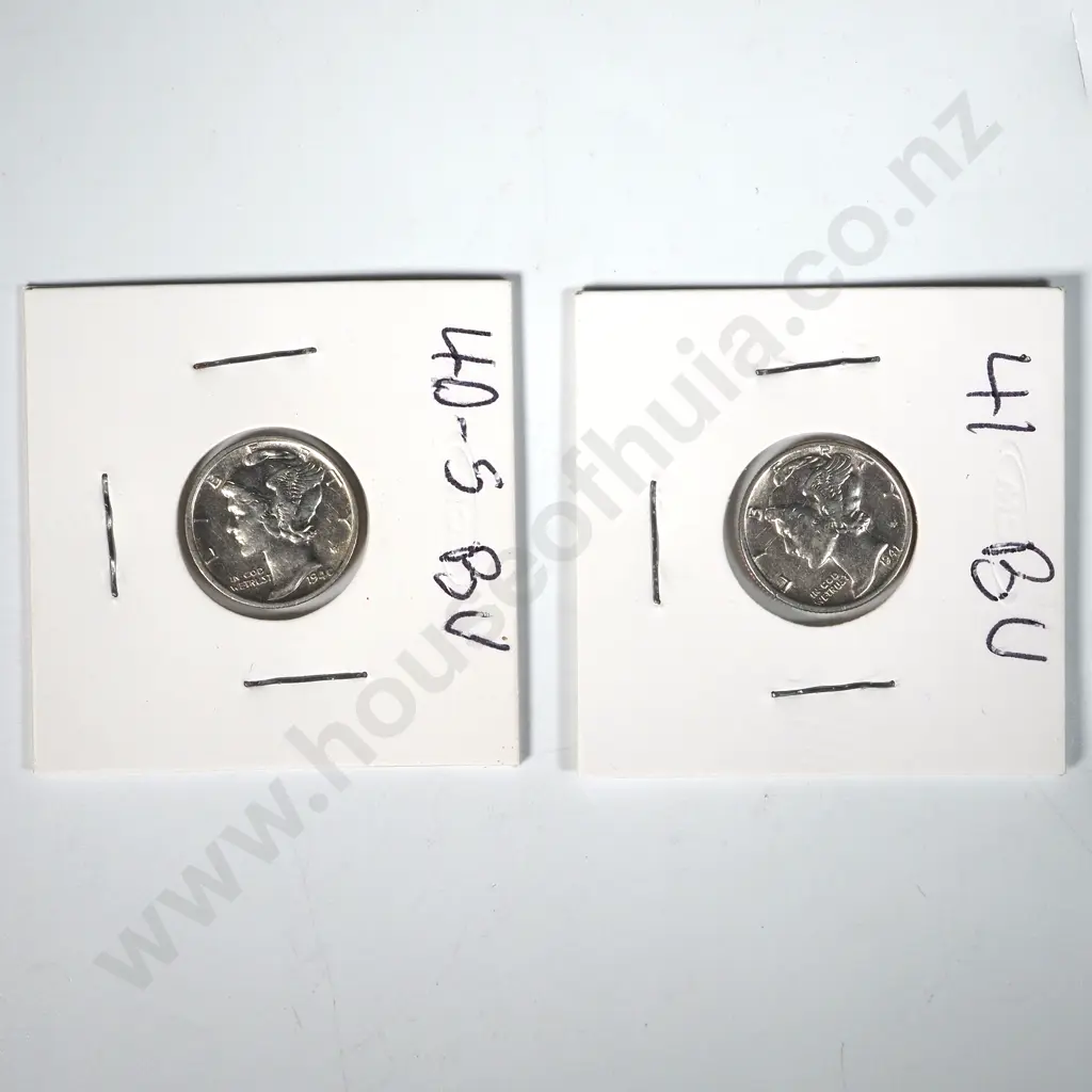 1940 & 1941 United States of America BU Mercury Dimes Image 1++