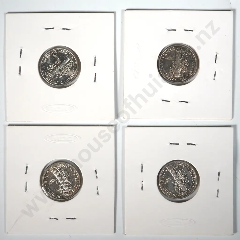 Four 1941 United States of America BU Mercury Dimes Image 1++