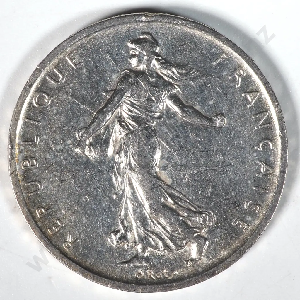 1960 France Five Francs - 90% SIlver Image 1++