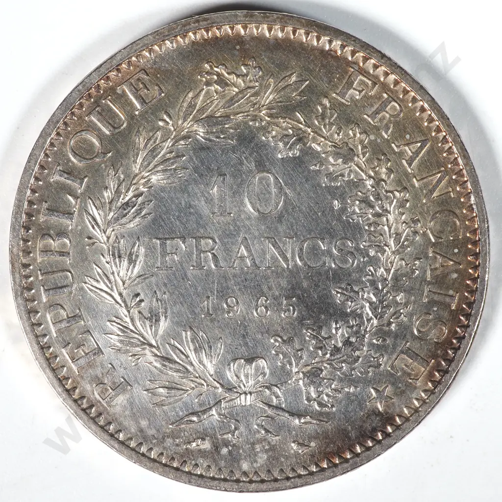 1965 France Ten Francs - 90% SIlver Image 1++