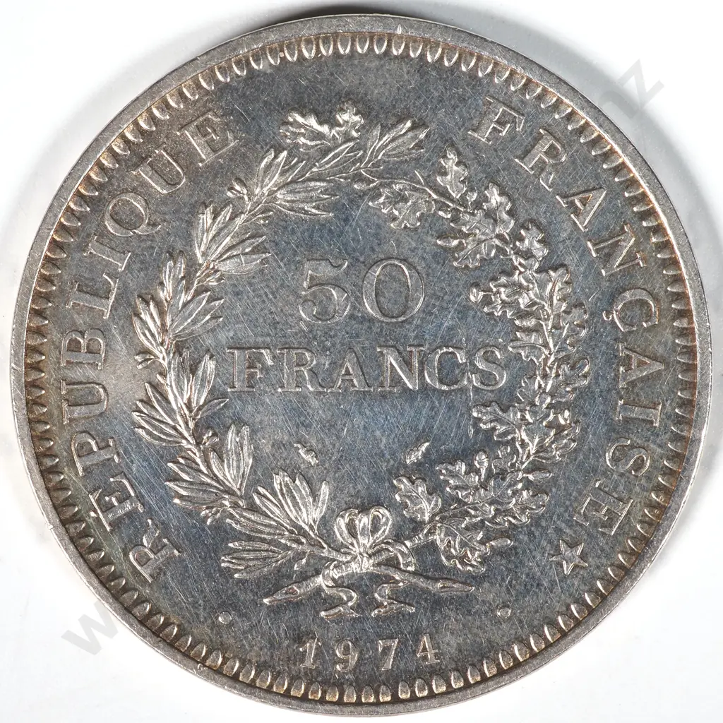 1974 France Fifty Francs - 90% SIlver Image 1++
