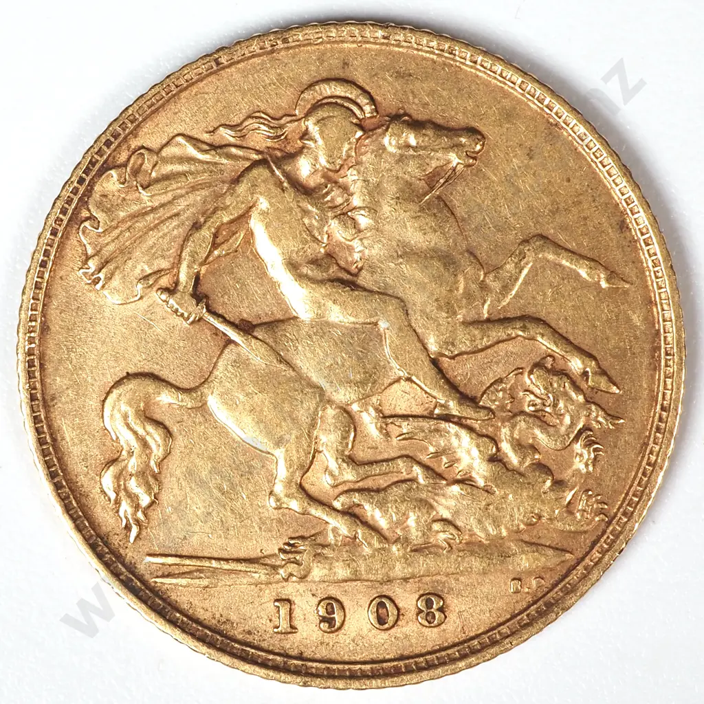 1908 United Kingdom Half Sovereign  Image 1++