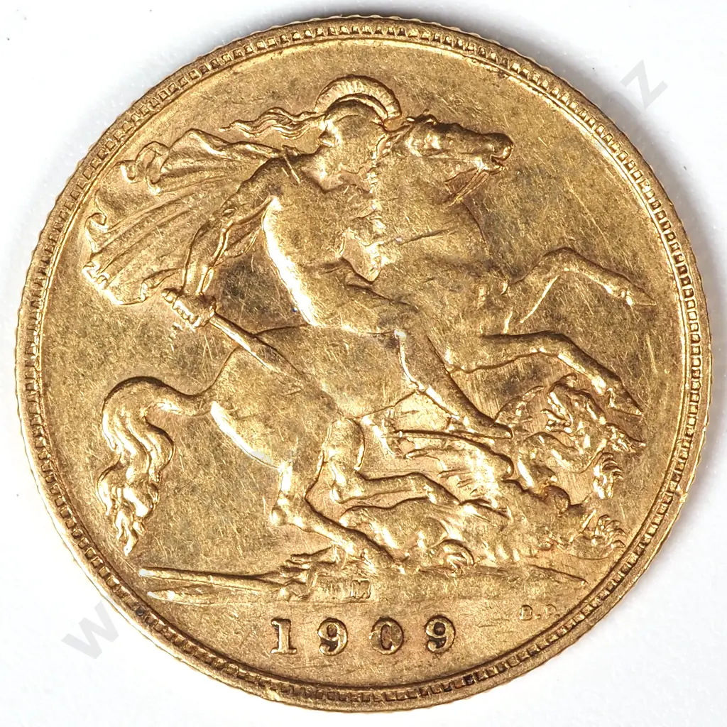 1909 Melbourne Half Sovereign  Image 1++