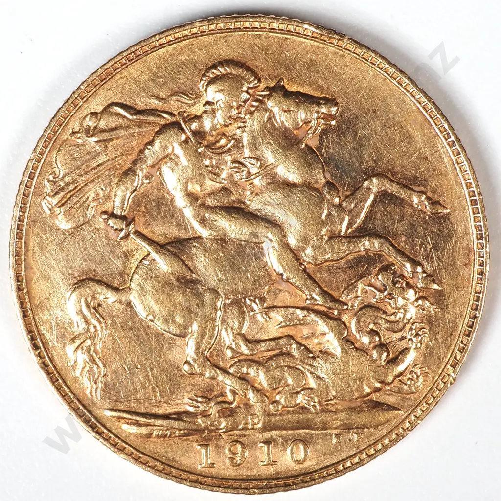 1910 Perth Mint Full Sovereign Gold Coin Image 1++