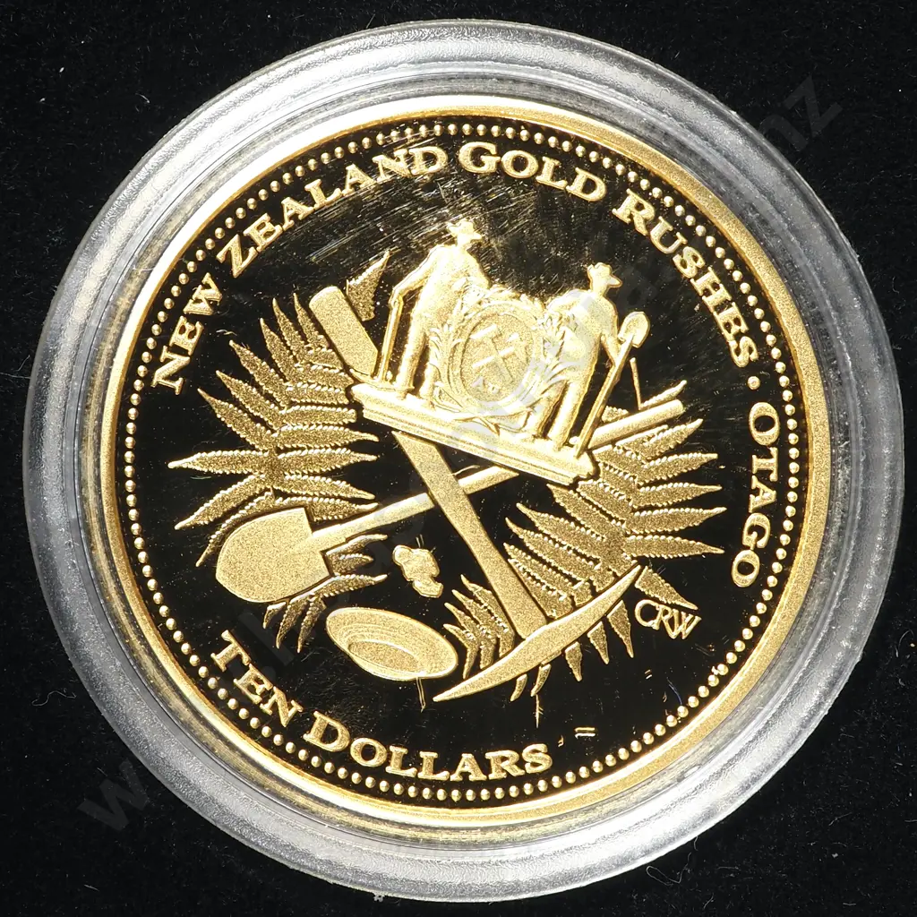 New Zealand Otago Gold Rushes Half Ounce Gold Coin in Presentation Case Image 1++