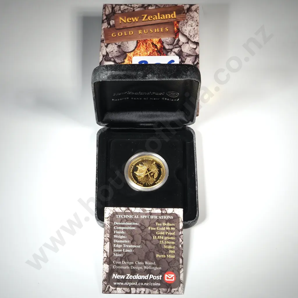 New Zealand Otago Gold Rushes Half Ounce Gold Coin in Presentation Case Image 1++