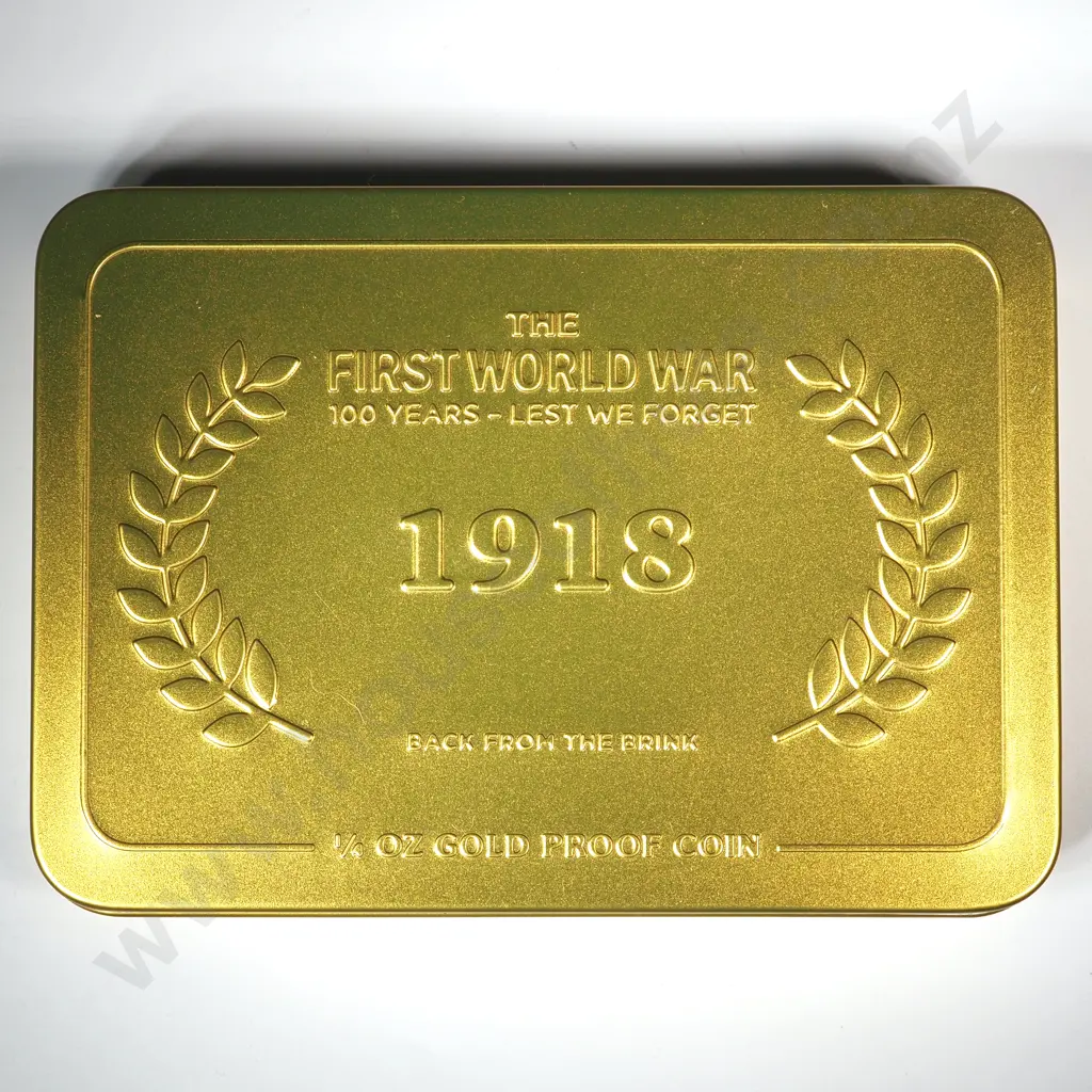 2018-1918 WW1 Back from the Brink Gold 1/4 Ounce Proof Coin  Image 1++
