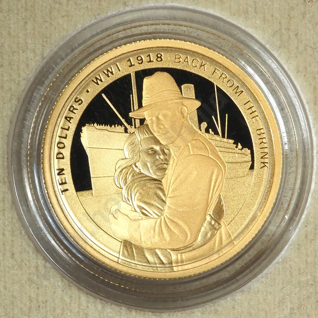 2018-1918 WW1 Back from the Brink Gold 1/4 Ounce Proof Coin  Image 1++