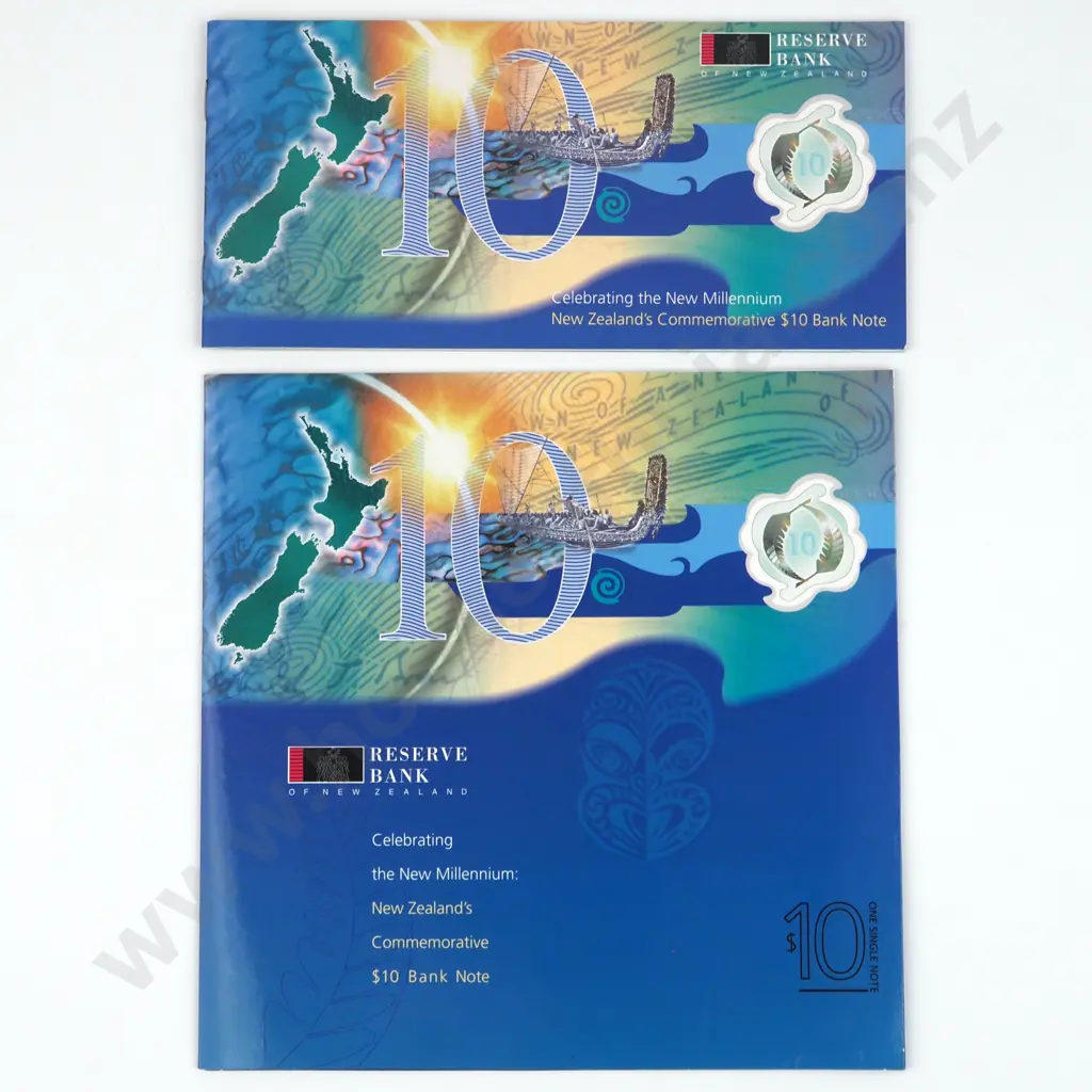 Two New Zealand Millennium $10 Banknotes in Presentation Packaging  Image 1++