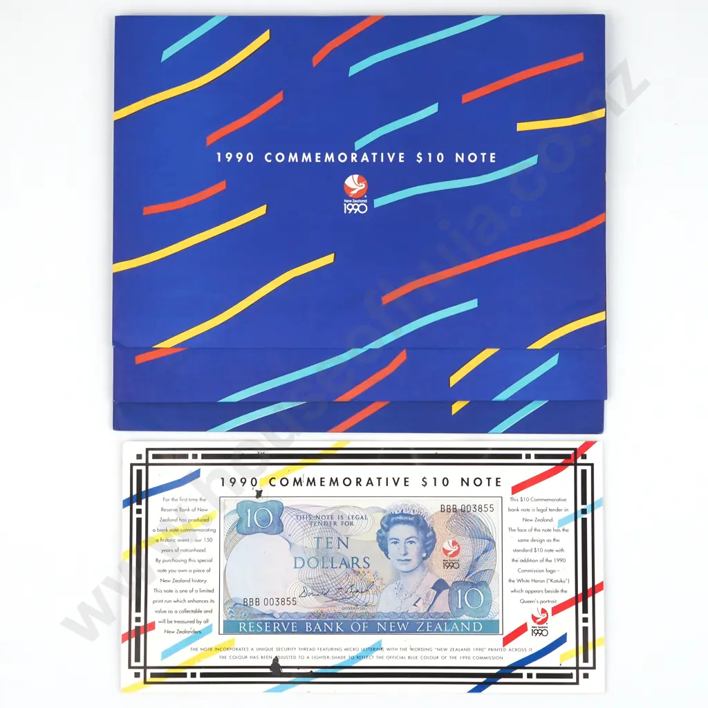 Four 1990 Ten Dollar Commemorative Banknotes in Presentation Packs - One Missing Outer Sleeve  Image 1++