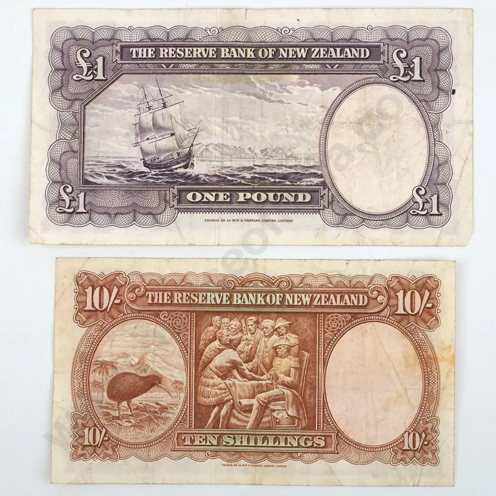 New Zealand 10 Shilling & One Pound Banknote  Image 1++