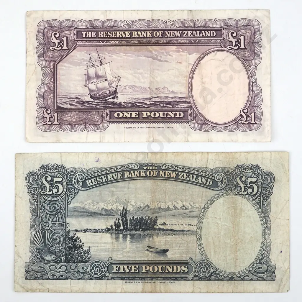 New Zealand One & Five Pound Fleming Banknotes  Image 1++