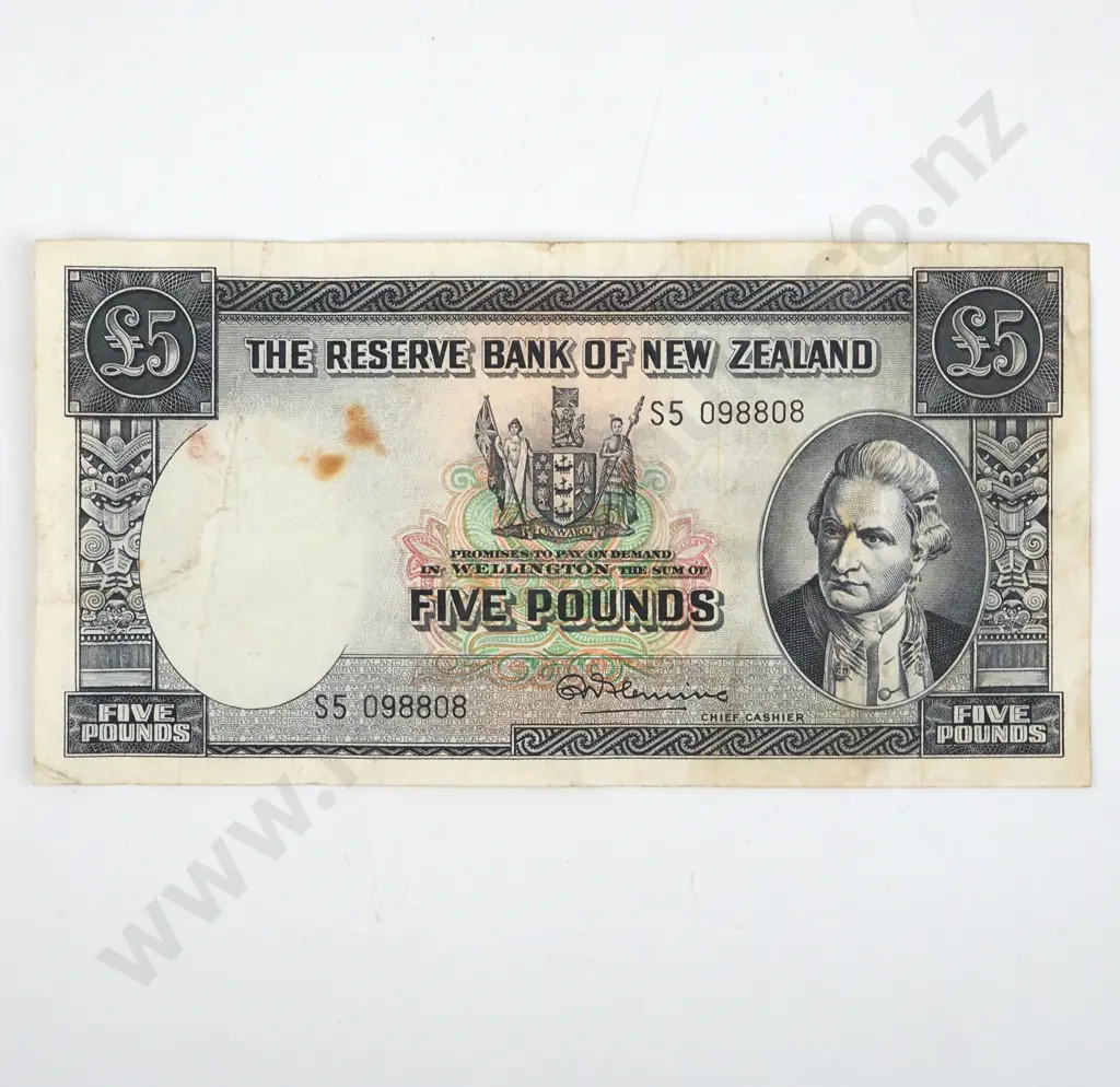 New Zealand Five Pound Fleming Banknote  Image 1++