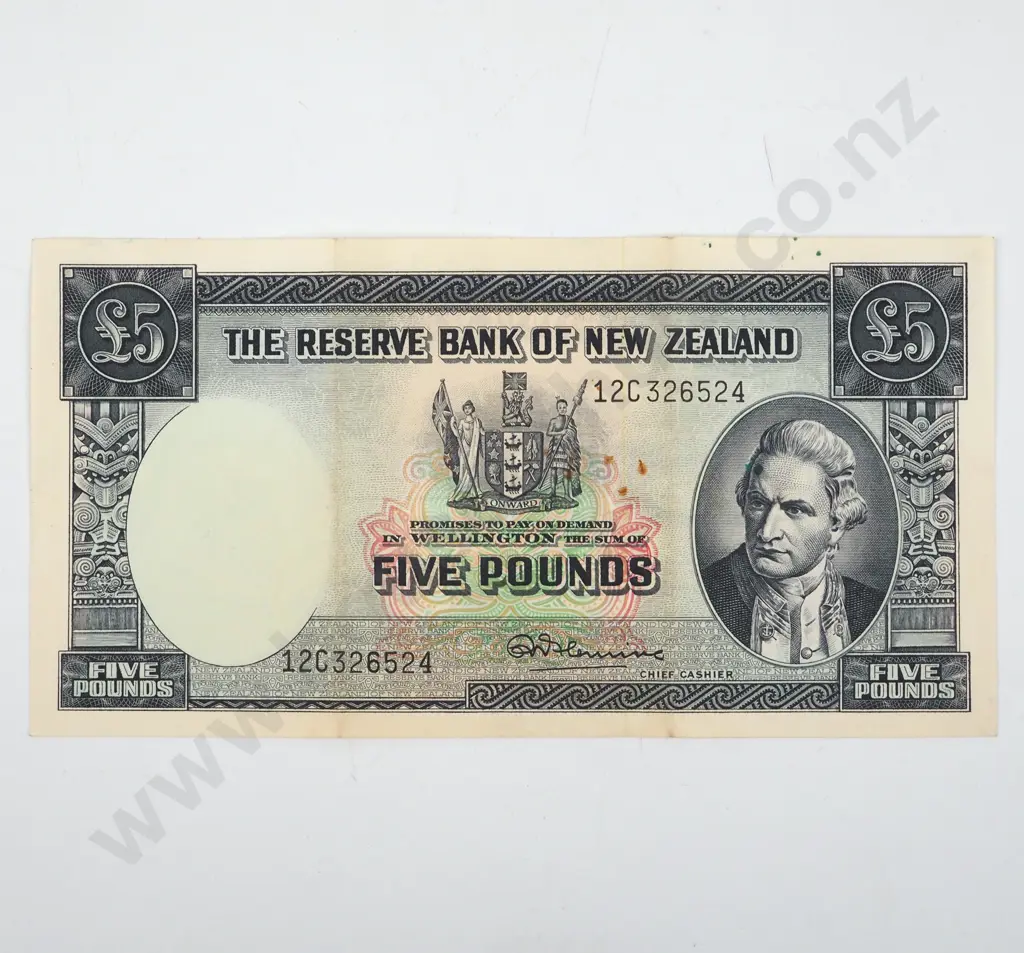 New Zealand Five Pound Fleming Banknote  Image 1++