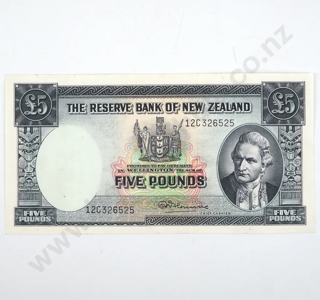 New Zealand Fleming Five Pound Banknote AUNC  Image 1++