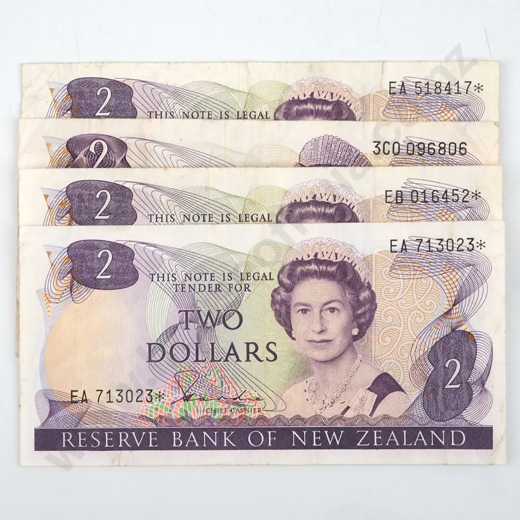 Four New Zealand Two Dollar Hardie Star Banknotes  Image 1++