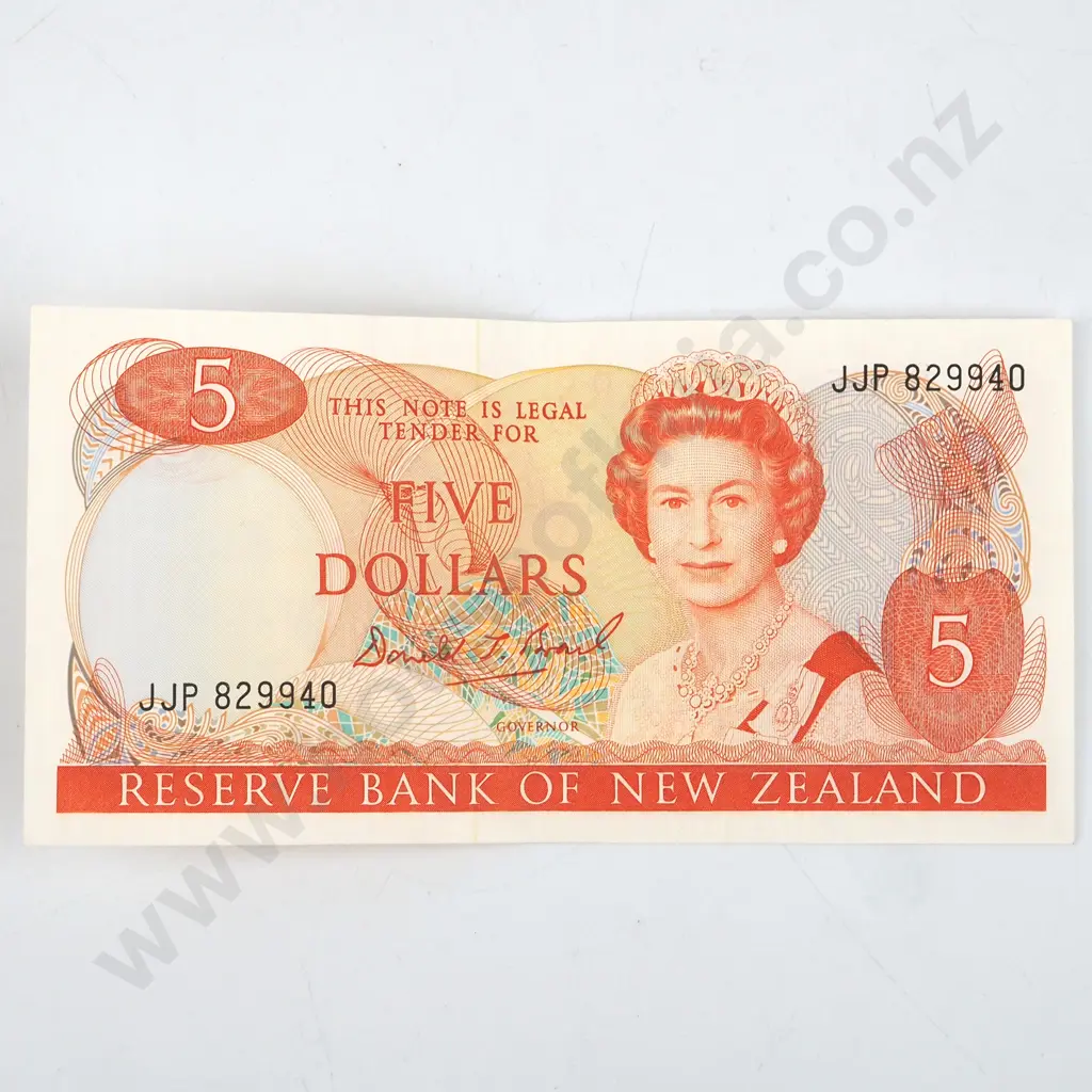 New Zealand Five Dollar Brash Banknote - Last Prefix AUNC w Centrefold Image 1++