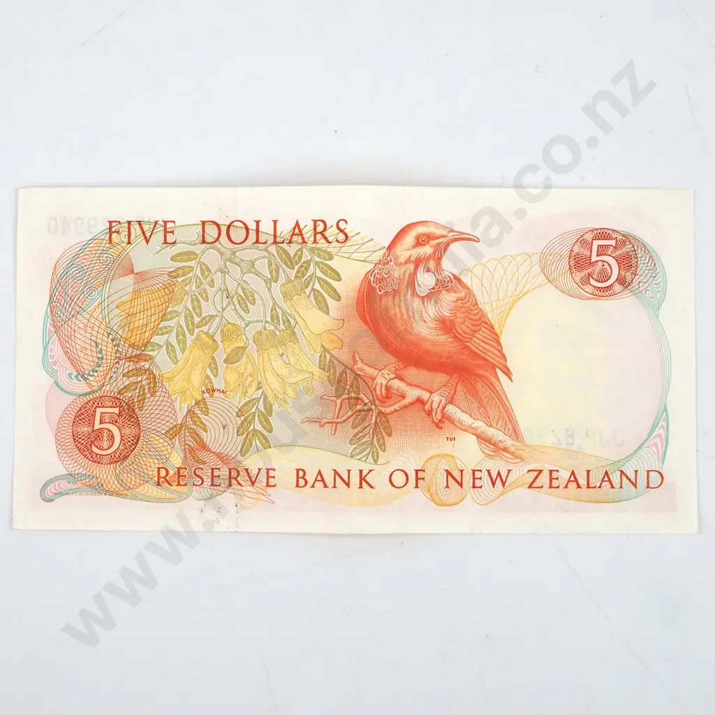 New Zealand Five Dollar Brash Banknote - Last Prefix AUNC w Centrefold Image 1++