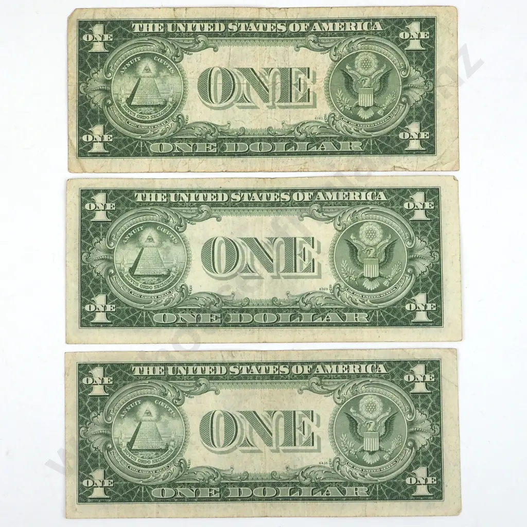 Three United States of America Silver Certificate One Dollar Banknotes  Image 1++
