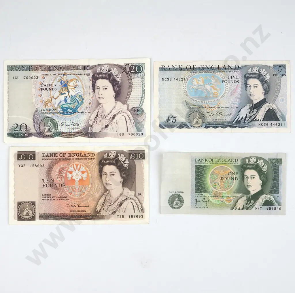 United Kingdom 1/5/10/20 Pound Banknotes  Image 1++
