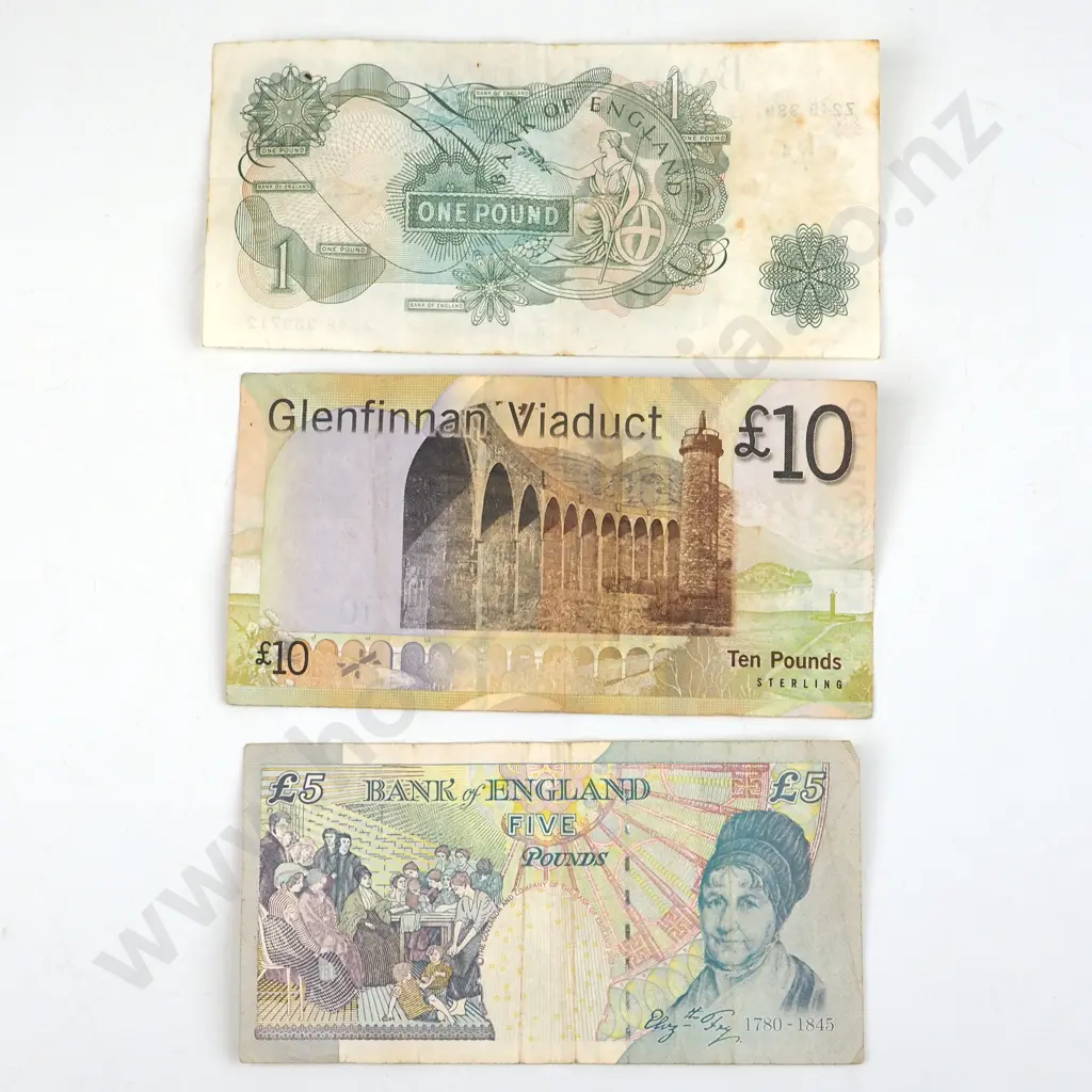 Bank of England 1 & 5 Pound Banknotes & Bank of Scotland 10 Pound Banknote  Image 1++