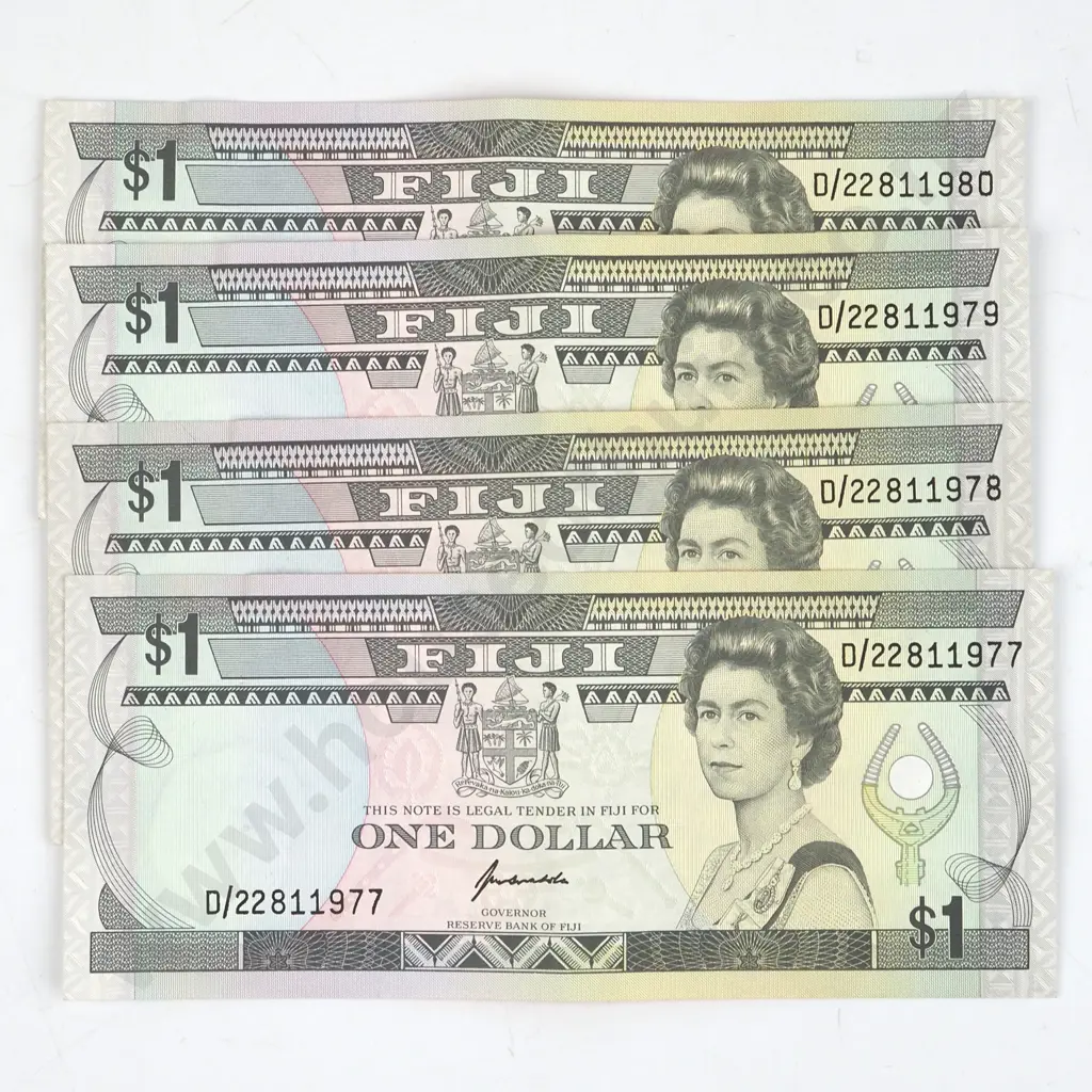 Four Consecutive Fiji $1 Banknotes  Image 1++