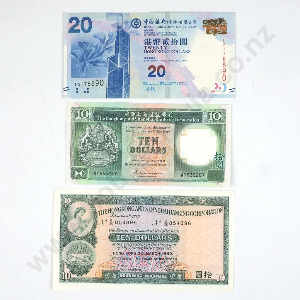 Three Hong Kong Banknotes  Image 1++