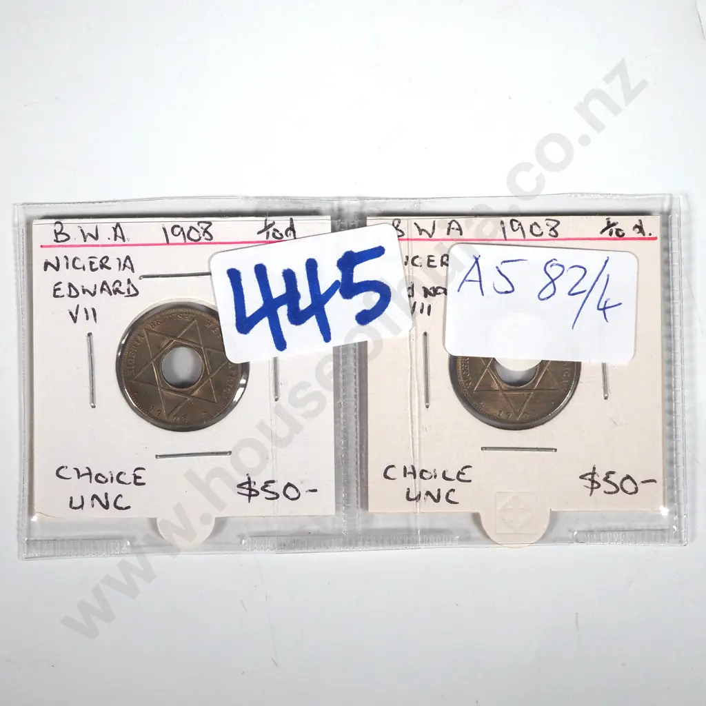 Two 1908 British West Africa Edward VII 1/10th Penny UNC (Scarce) Image 1++