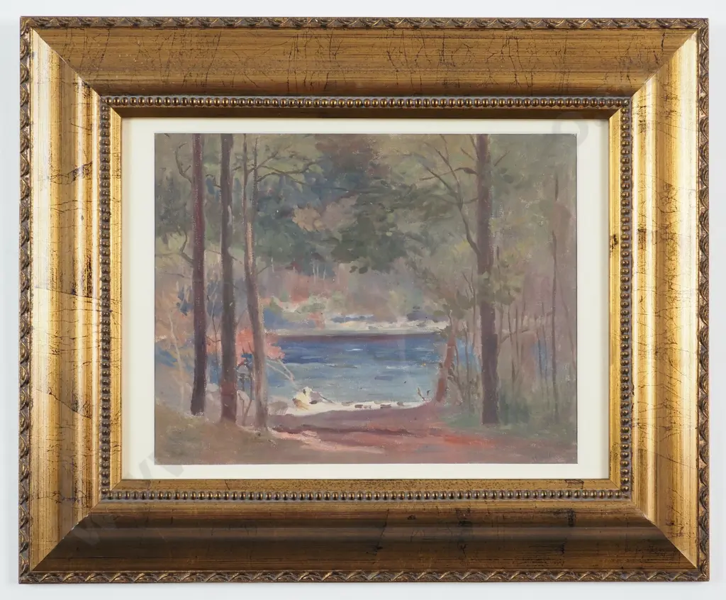 A.E Kelly. Woodland Scene w Lake. Oil On Canvas. Image 1++