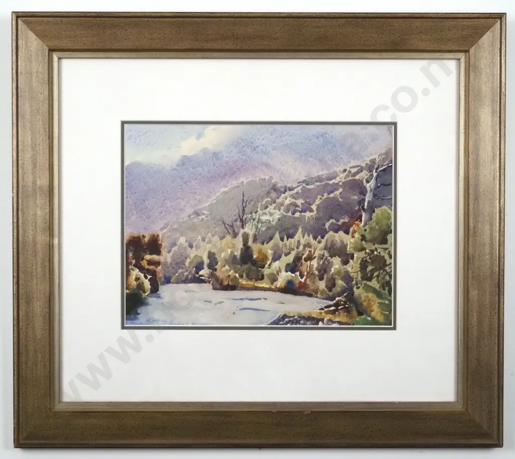 A.A. Deans. 2005. Kowai Creek Misty. Watercolour. Image 1++