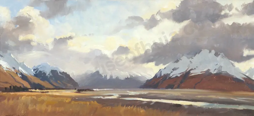 Brent Trolle. Valley Wind, Tasman Valley, Mount Cook. Oil on Board. Image 1++