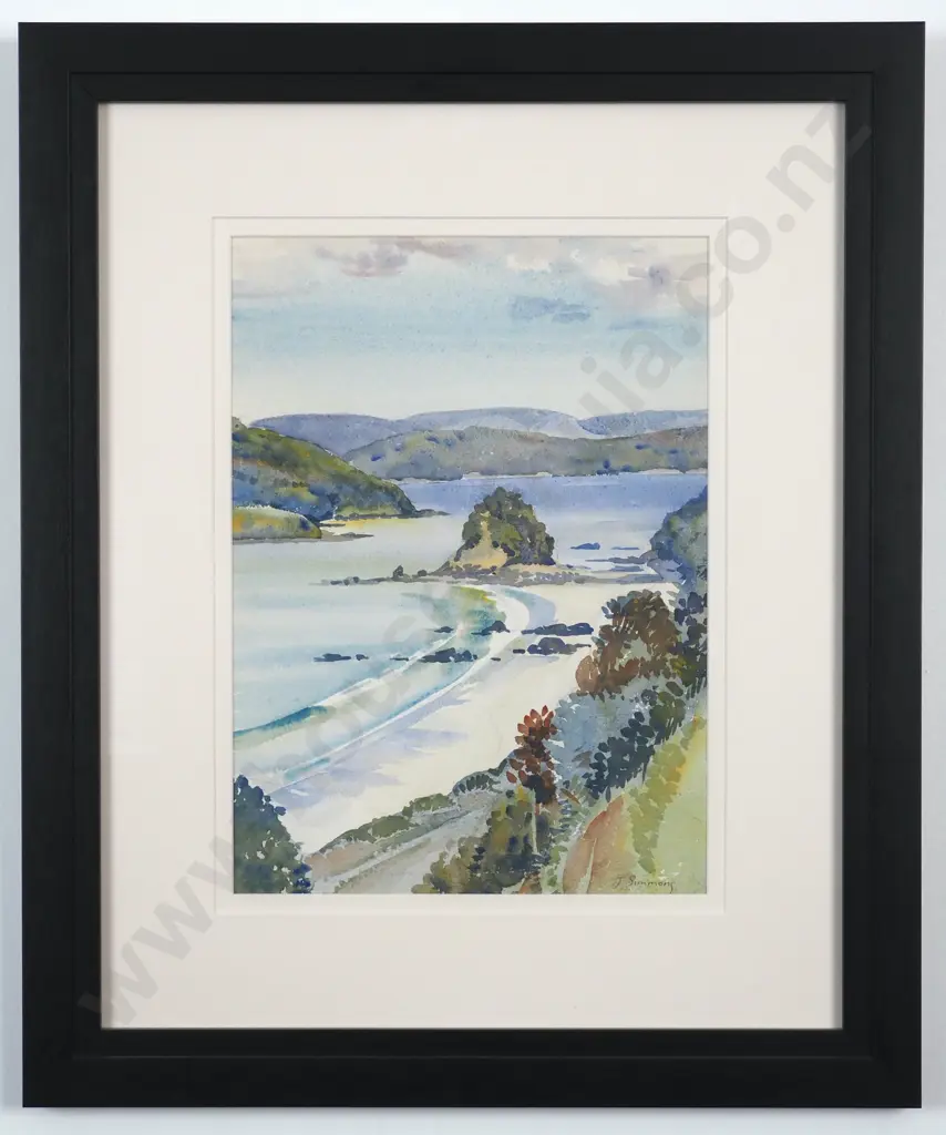 Joy Simmons. Ringa Ringa Beach, Stewart Island. Watercolour. Image 1++