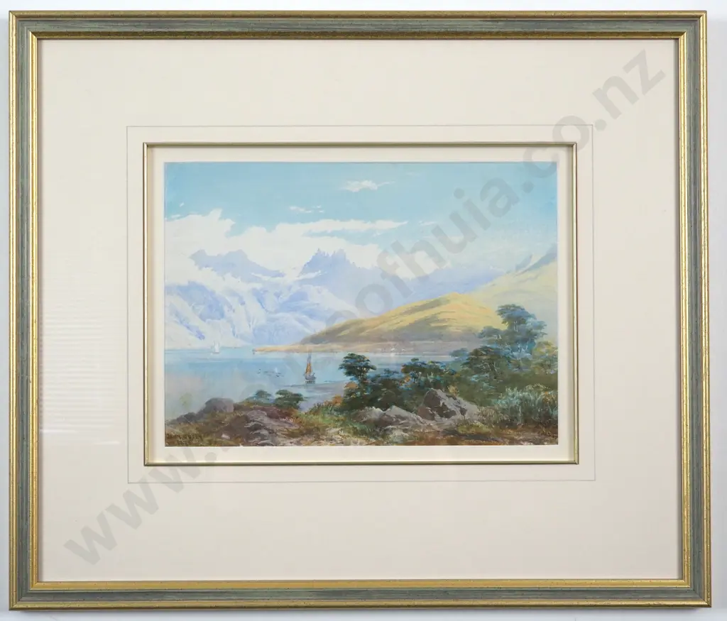 John Gully. 1878. Mt Gold, Lake Wanaka & Mount Burke Station. Watercolour. Image 1++