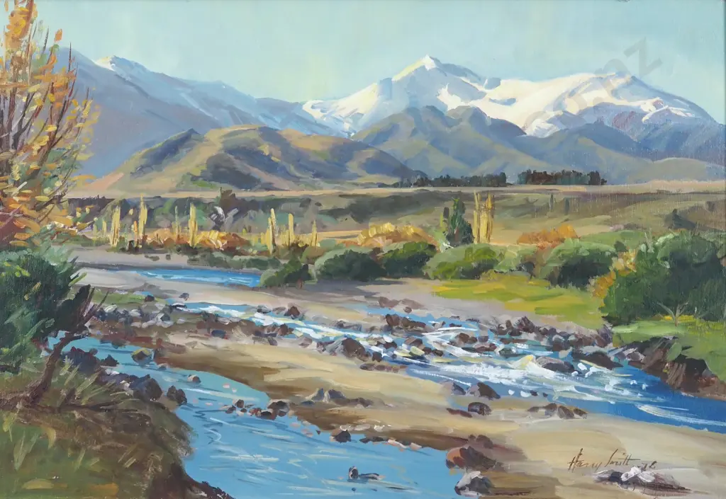 Harry Smith. South Island Scene. Oil on Board. Image 1++