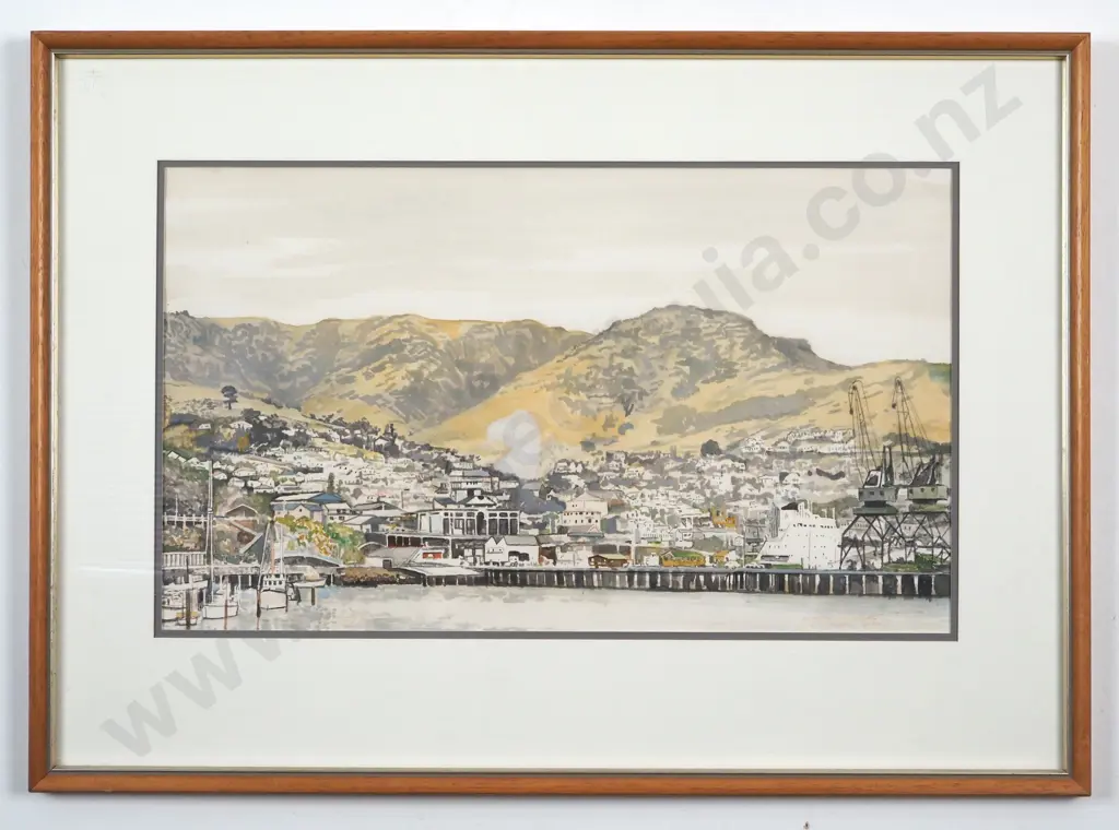 R.L. Stevens. Lyttleton Harbour. Watercolour. Image 1++