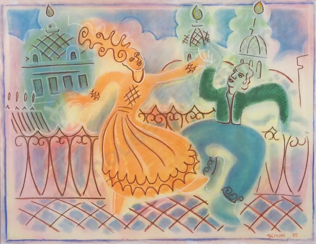 J.C. Crooks. 1985. The Dancers. Pastel. Image 1++