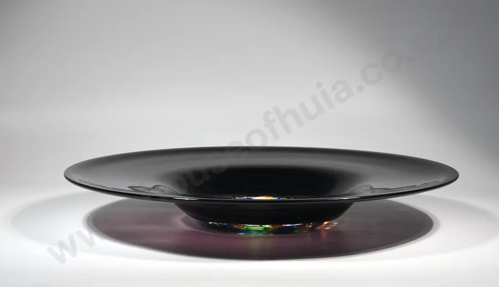 Gary Nash Art Glass Bowl. Deep Purple  With Scattered Murrines To Centre. Signed & Dated '96 To Base. Image 1++