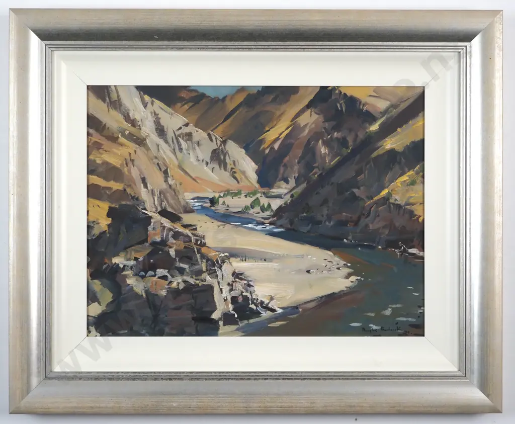 Douglas Badcock. Mid Summer Afternoon - Junction Between Nevis & Kawarau River Area. Oil on Board Image 1++