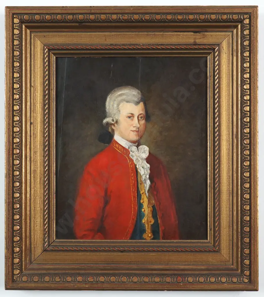 Portrait of a Gentleman. Unsigned. Oil on Board. Ornate Carved Wood Verso Image 1++