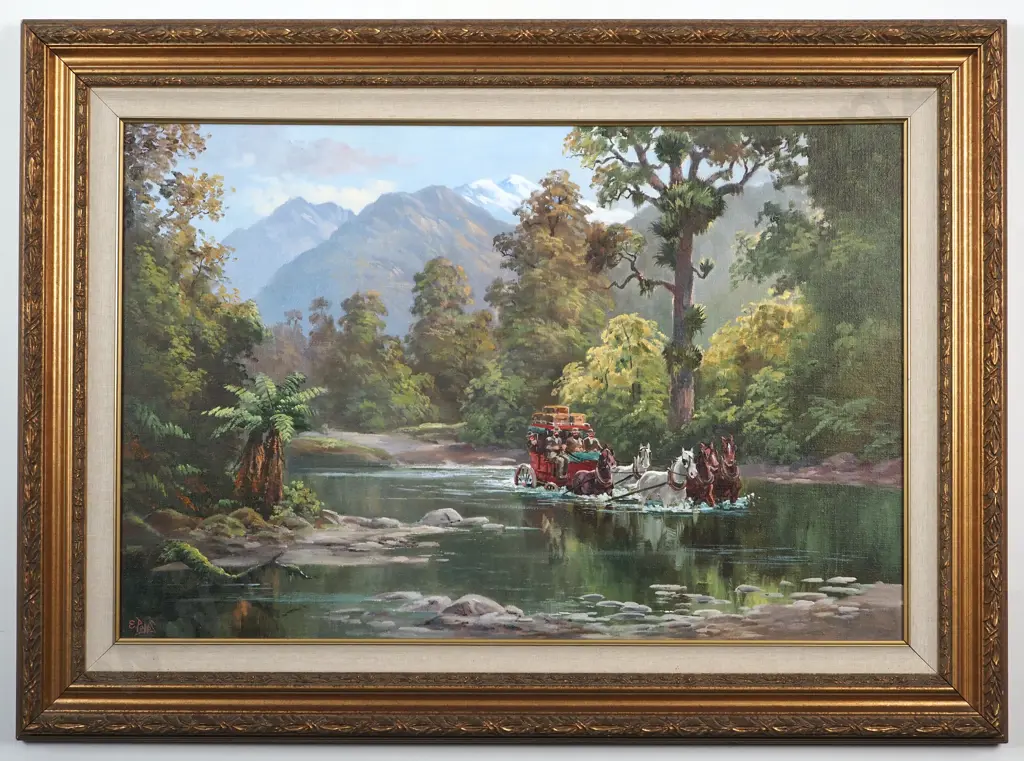 E Papps, West Coast Coach . Oil On Board. Signed. 600 x 900mm Image 1++