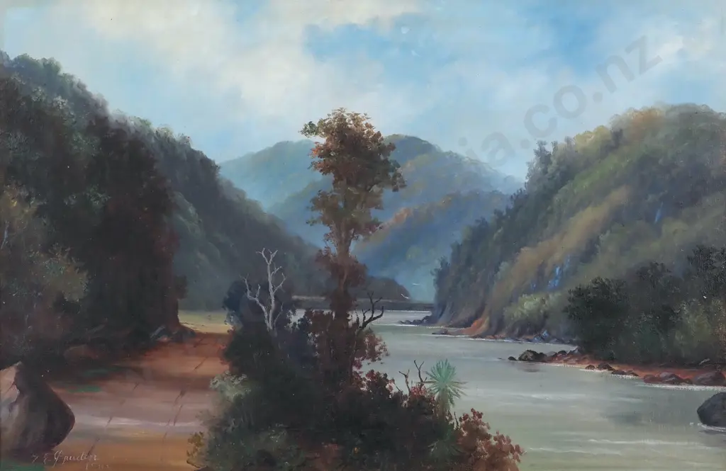 G E Pruden. South Island Landscape Scene. Oil On Board. Image 1++