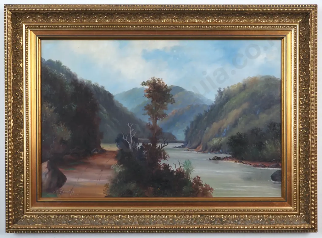 G E Pruden. South Island Landscape Scene. Oil On Board. Image 1++