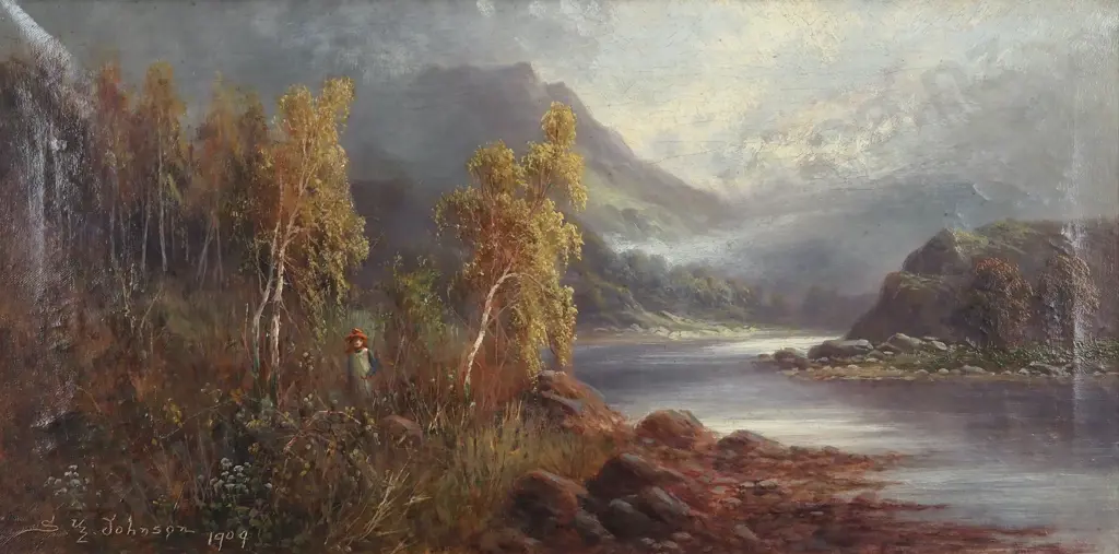 Sydney Yates Johnson. 1909. Landscape Scene With Young Girl. Oil On Canvas. Image 1++