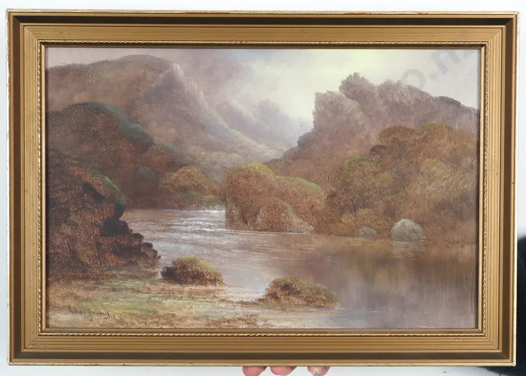Chas Young. Wanganui River. Oil on Board. Image 1++