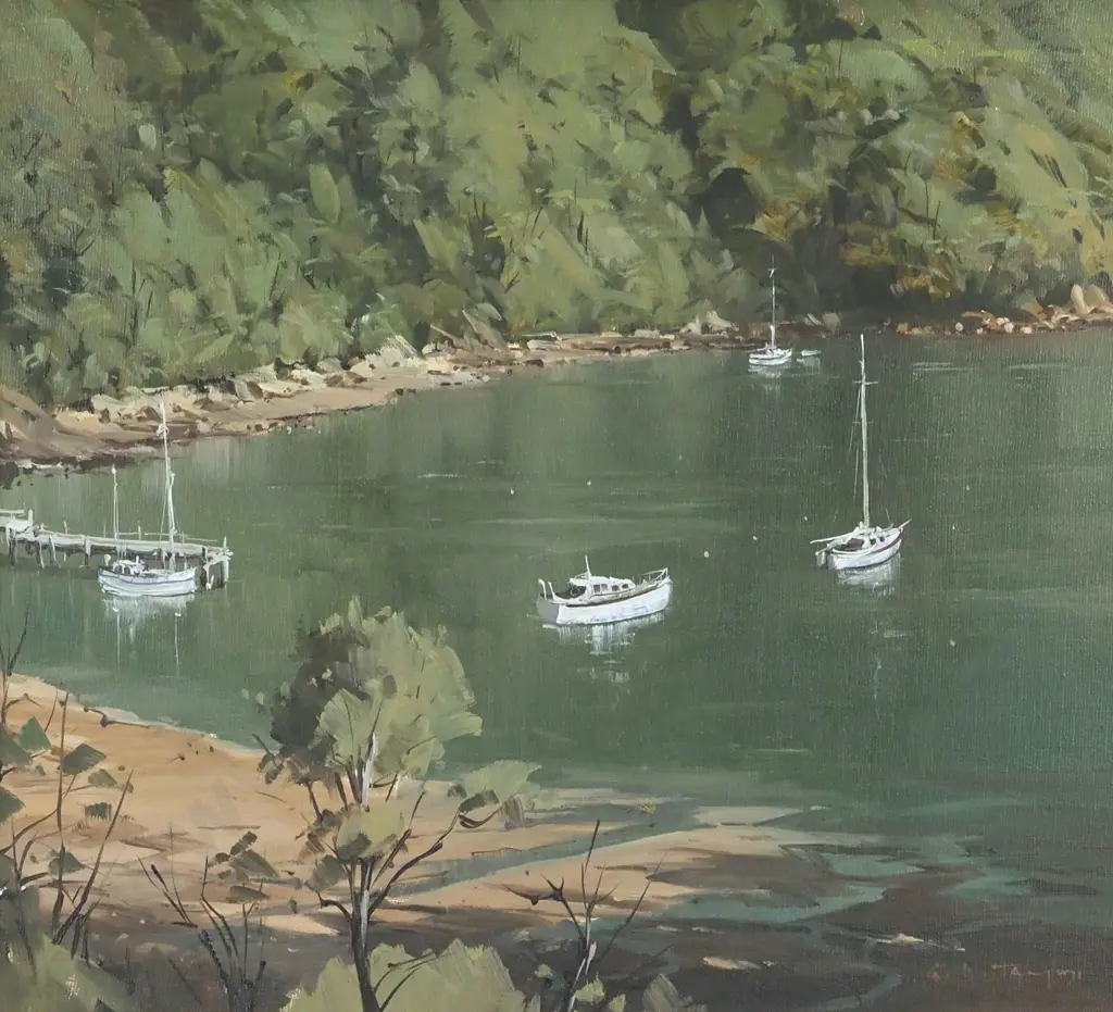 G.A. Taylor. Harbour Mooring Scene. Oil on Board. Image 1++