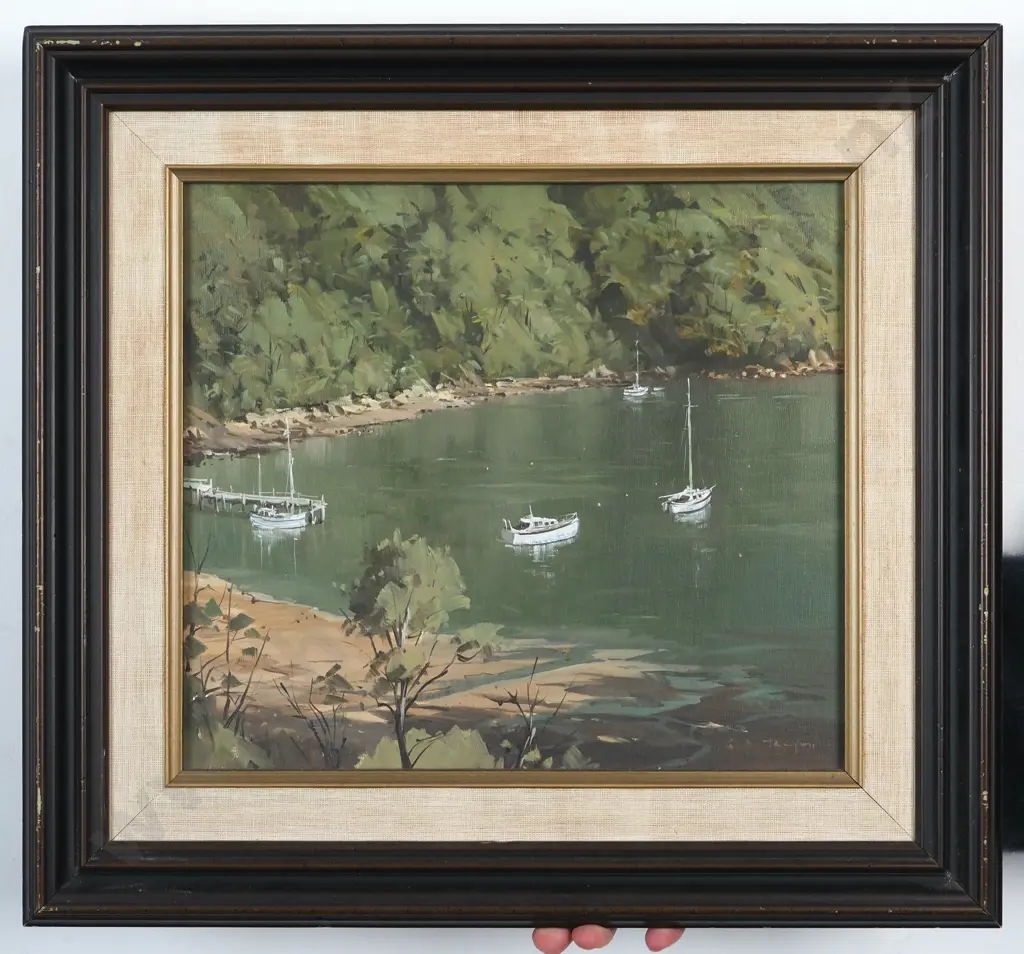 G.A. Taylor. Harbour Mooring Scene. Oil on Board. Image 1++