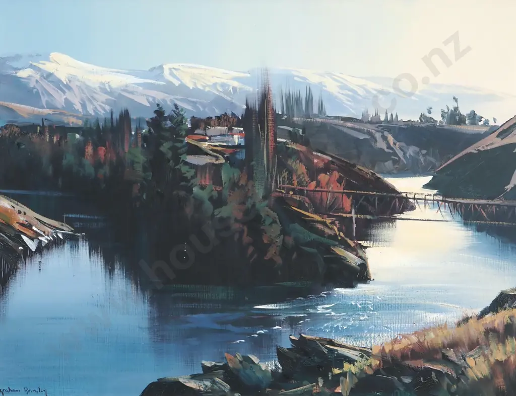 Graham Brinsley. Kawarau Suspension Bridge. Oil On Board. Image 1++