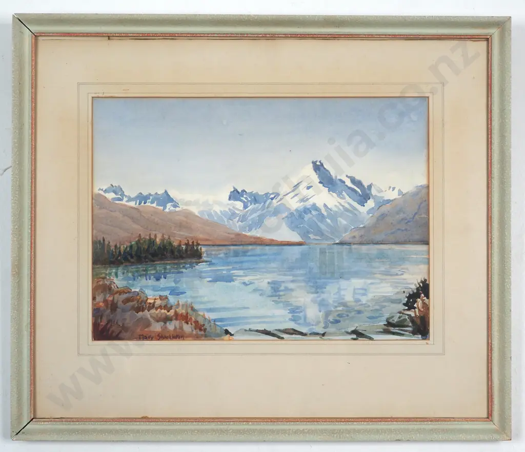 Mary Shackelton. Mount Cook from Lake Pukaki. Watercolour. Image 1++